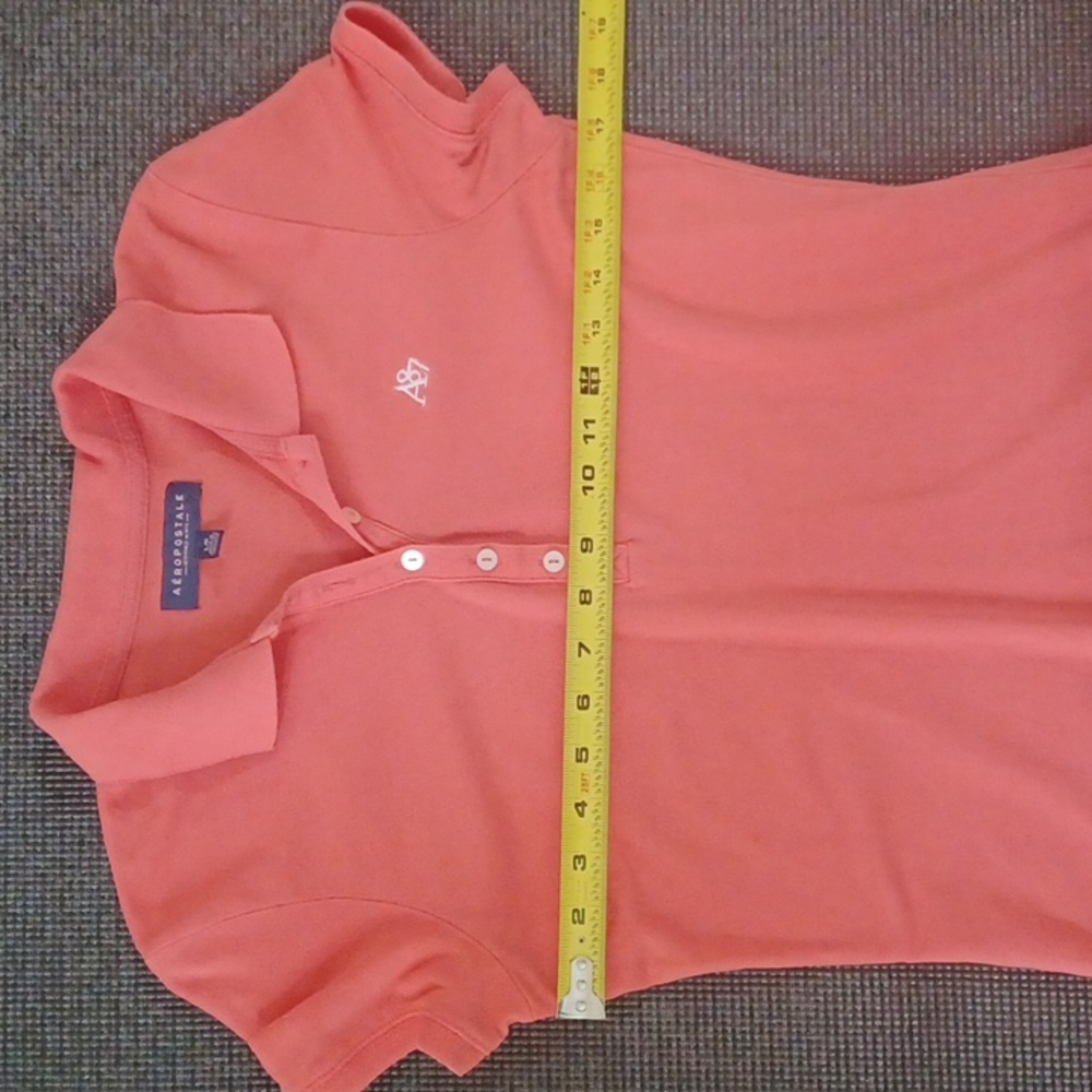 Large Aeropostale A87 Women’s Coral Short-Sleeve Button Polo Shirt Casual Basic - Picture 8 of 11